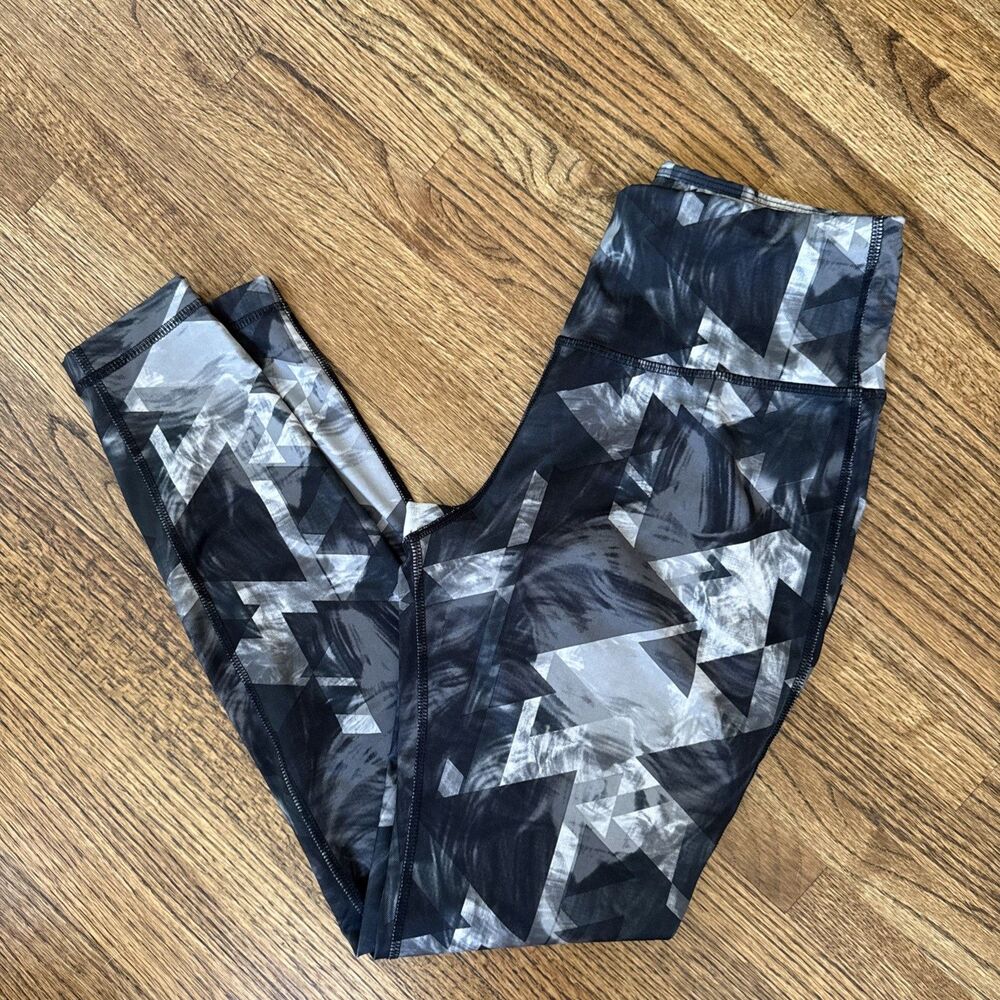 Avia Black White Gray Print Leggings Women's Activewear Size Small (4-6)